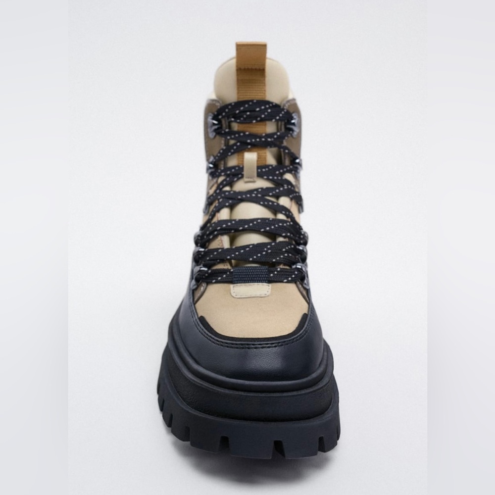 Zara combo ankle boots lace closure blogger favorite - Picture 2 of 6